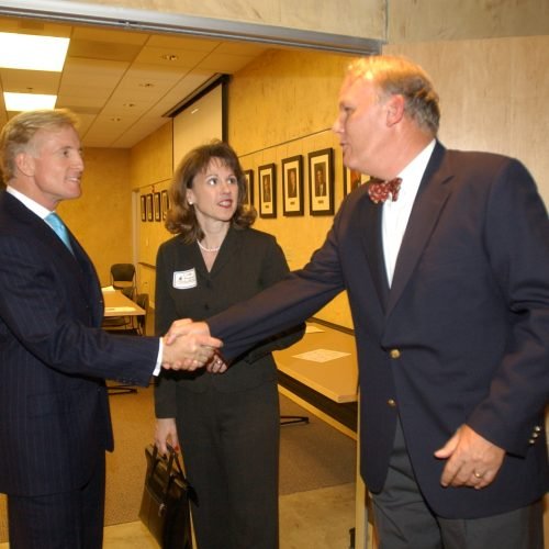 Bill with Arnold Holtberg, then Headmaster of St. Mark's School of Texas, and Linda Kramer, then Head of Middle School at the Hockaday School.