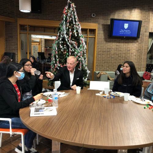 Bill with students from the Future Leaders Program (FLP) at the Episcopal School of Dallas in 2021.